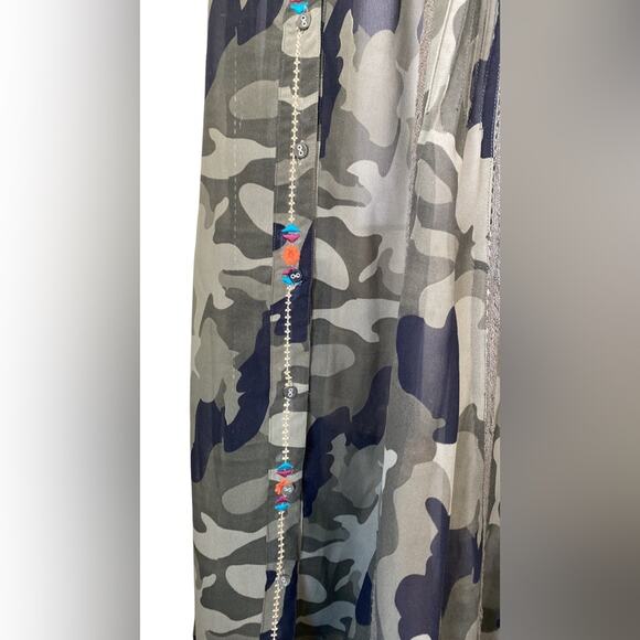 Z&L Europe Camo Embroidered Duster Maxi Dress Size Small - Picture 6 of 15